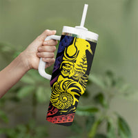 New Caledonia Kanaky Tumbler With Handle Stylized Fleche Faitiere With Kagu Bird