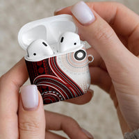 Bula Fiji Vintage Tapa AirPods Case Kaivity Masi Wave Motifs - Red LT7 - Polynesian Pride