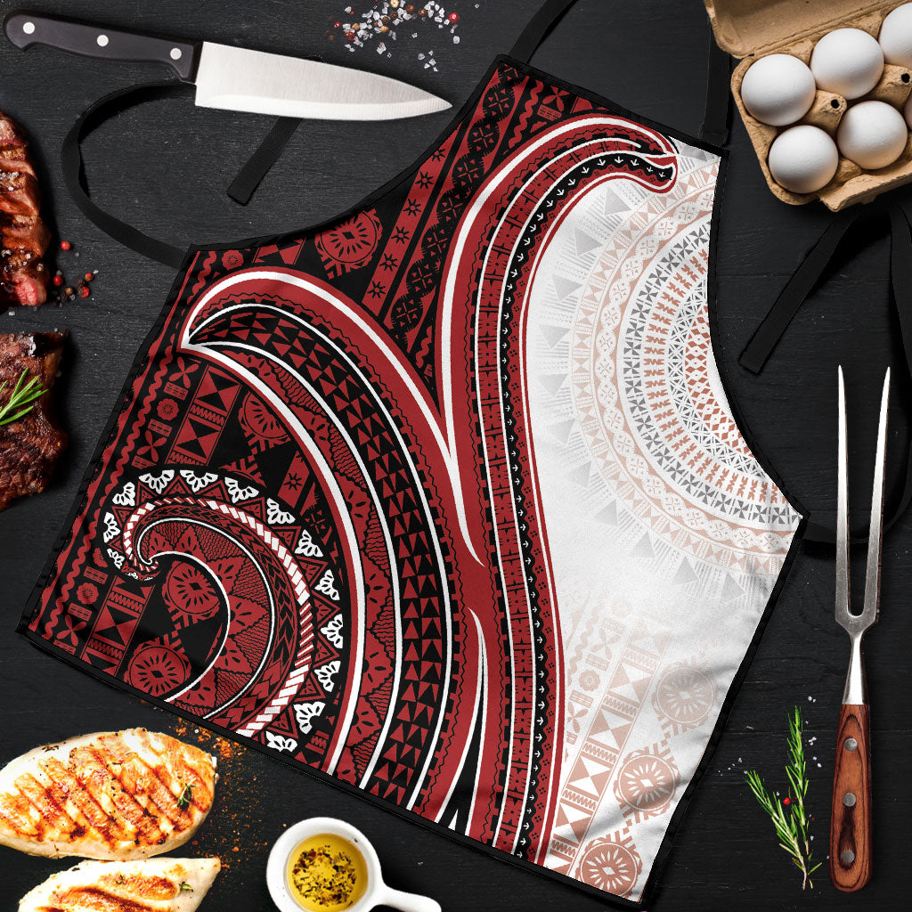 Bula Fiji Vintage Tapa Apron Kaivity Masi Wave Motifs - Red LT7 Red - Polynesian Pride