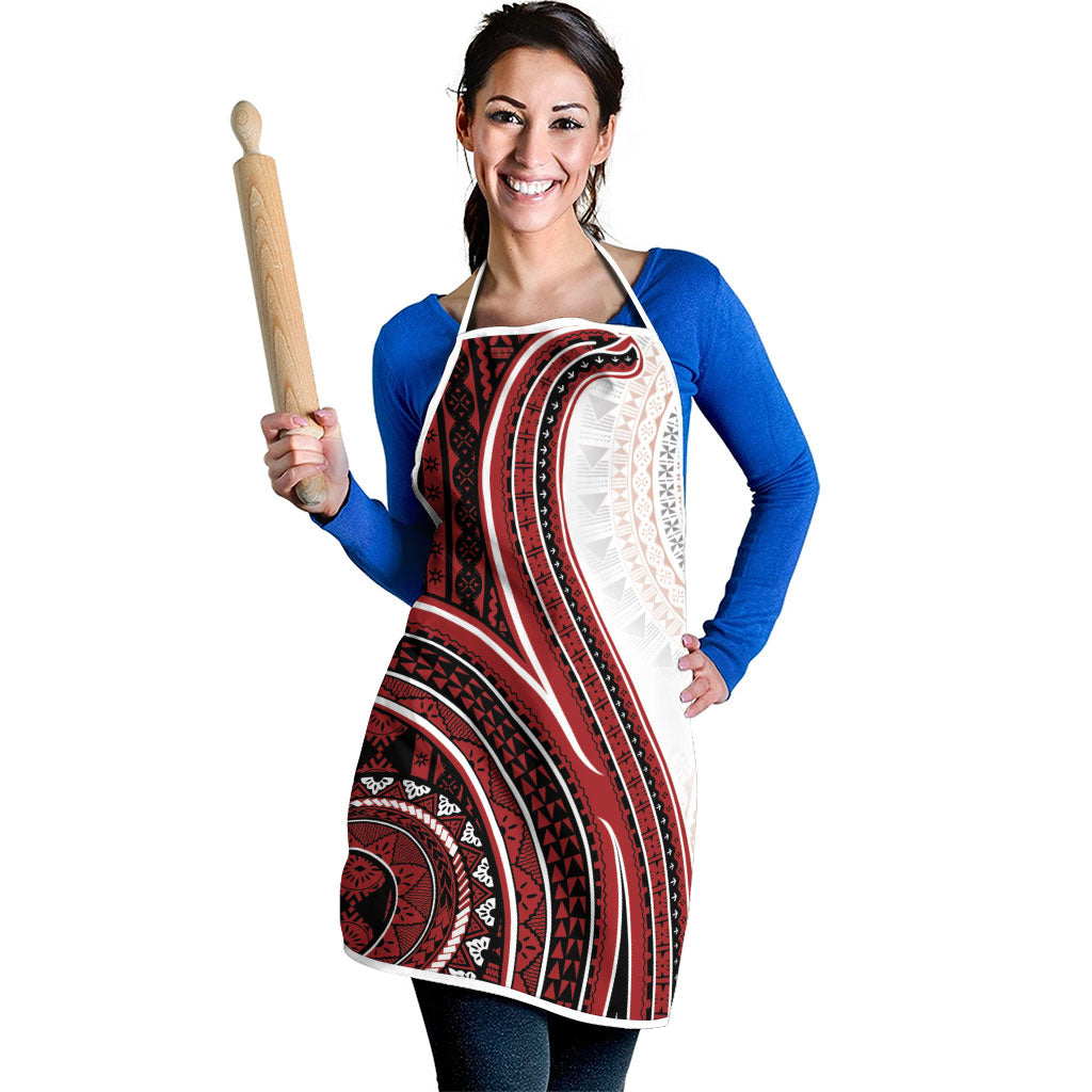 Bula Fiji Vintage Tapa Apron Kaivity Masi Wave Motifs - Red LT7 - Polynesian Pride