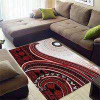 Bula Fiji Vintage Tapa Area Rug Kaivity Masi Wave Motifs - Red LT7 - Polynesian Pride