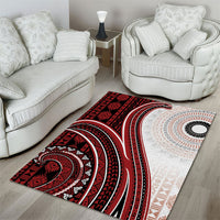 Bula Fiji Vintage Tapa Area Rug Kaivity Masi Wave Motifs - Red LT7 - Polynesian Pride