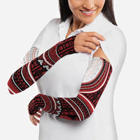 Bula Fiji Vintage Tapa Arm Sleeves Kaivity Masi Wave Motifs - Red LT7 - Polynesian Pride