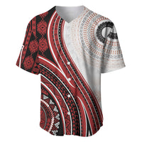Bula Fiji Vintage Tapa Baseball Jersey Kaivity Masi Wave Motifs - Red