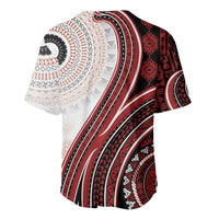 Bula Fiji Vintage Tapa Baseball Jersey Kaivity Masi Wave Motifs - Red
