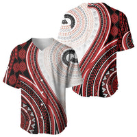 Bula Fiji Vintage Tapa Baseball Jersey Kaivity Masi Wave Motifs - Red