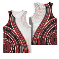 Bula Fiji Vintage Tapa Basketball Jersey Kaivity Masi Wave Motifs - Red LT7 - Polynesian Pride