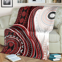 Bula Fiji Vintage Tapa Blanket Kaivity Masi Wave Motifs - Red LT7 - Polynesian Pride