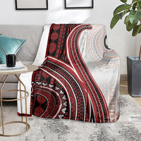 Bula Fiji Vintage Tapa Blanket Kaivity Masi Wave Motifs - Red LT7 - Polynesian Pride