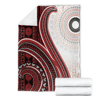 Bula Fiji Vintage Tapa Blanket Kaivity Masi Wave Motifs - Red LT7 - Polynesian Pride