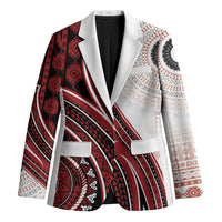 Bula Fiji Vintage Tapa Blazer Kaivity Masi Wave Motifs - Red