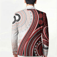 Bula Fiji Vintage Tapa Blazer Kaivity Masi Wave Motifs - Red