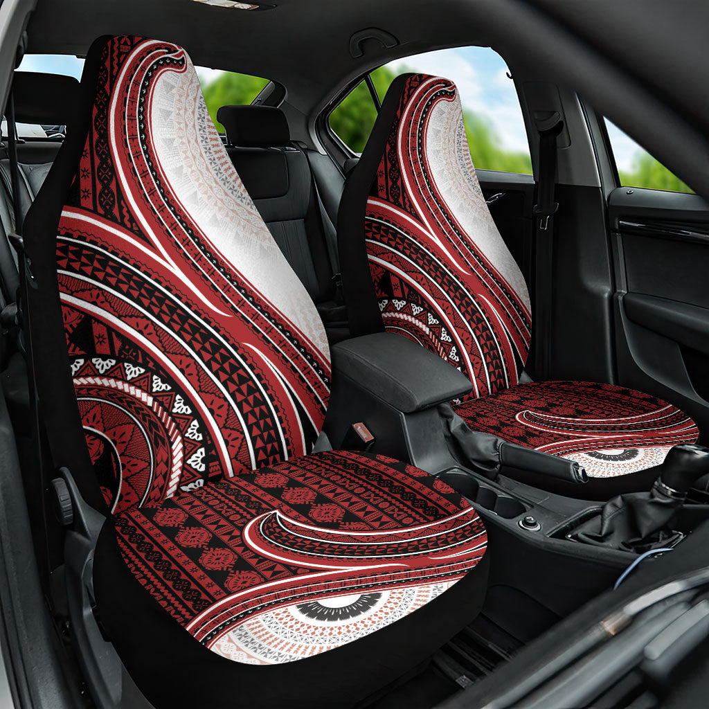 Bula Fiji Vintage Tapa Car Seat Cover Kaivity Masi Wave Motifs - Red