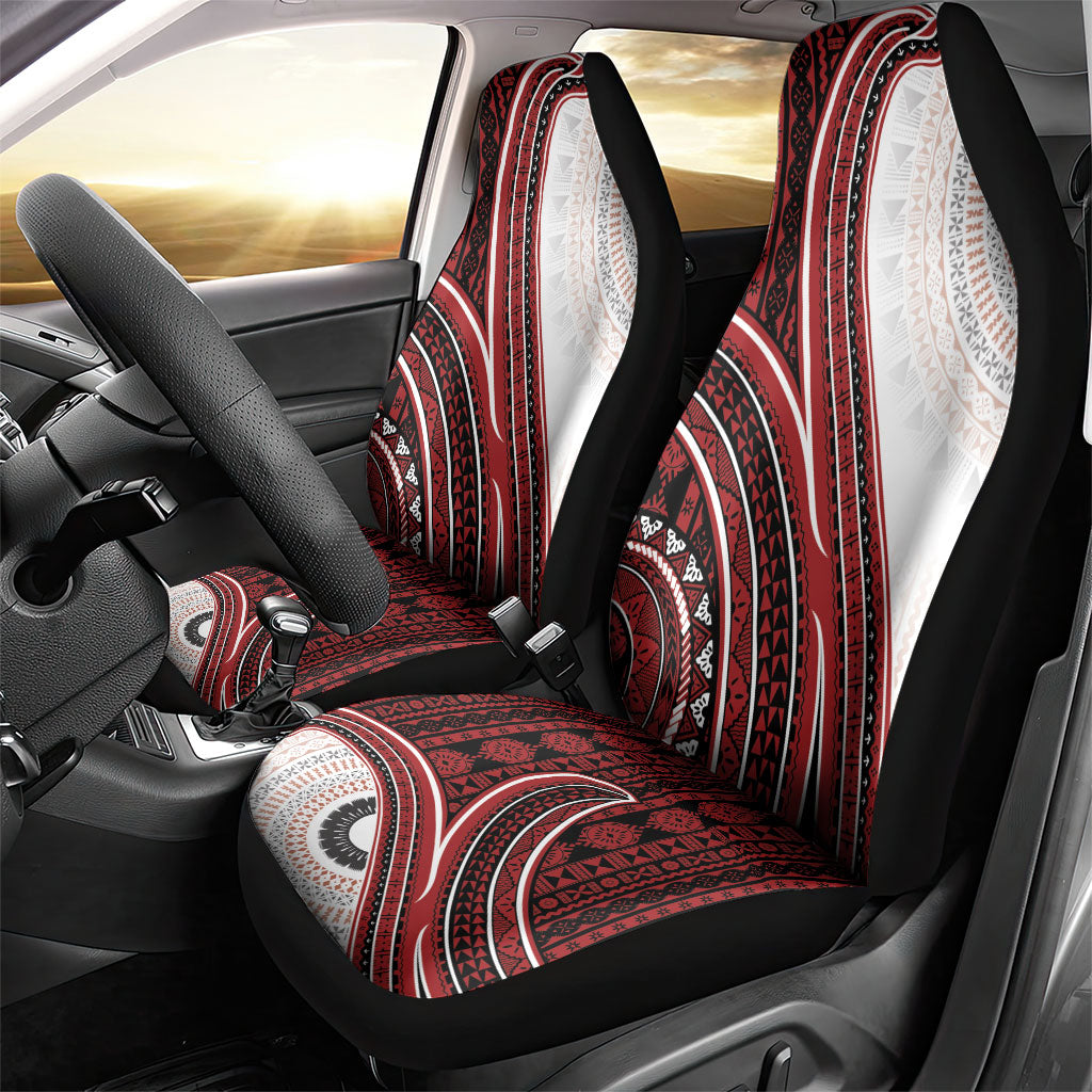 Bula Fiji Vintage Tapa Car Seat Cover Kaivity Masi Wave Motifs - Red