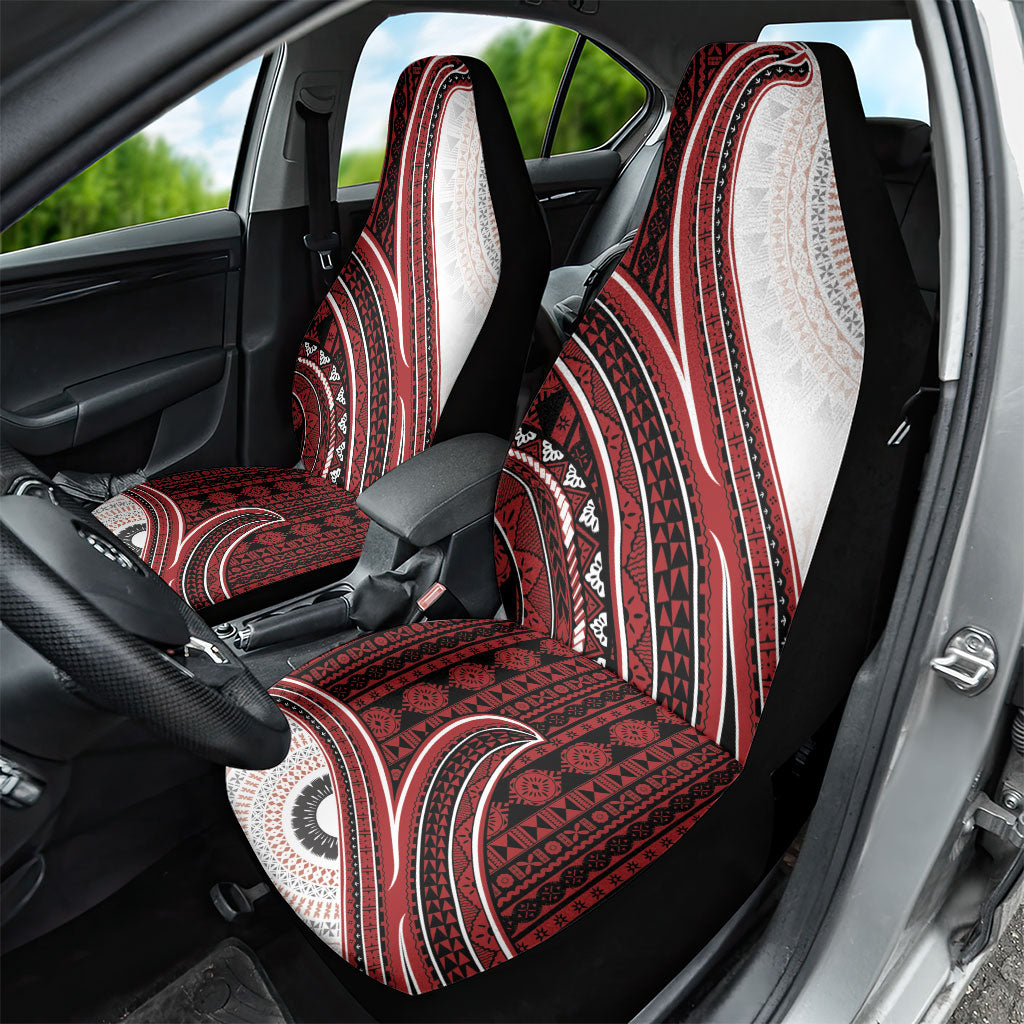 Bula Fiji Vintage Tapa Car Seat Cover Kaivity Masi Wave Motifs - Red