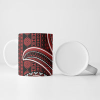 Bula Fiji Vintage Tapa Ceramic Mug Kaivity Masi Wave Motifs - Red LT7 - Polynesian Pride