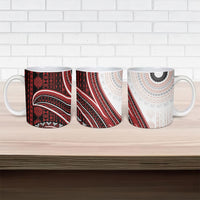 Bula Fiji Vintage Tapa Ceramic Mug Kaivity Masi Wave Motifs - Red LT7 - Polynesian Pride