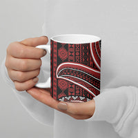 Bula Fiji Vintage Tapa Ceramic Mug Kaivity Masi Wave Motifs - Red LT7 - Polynesian Pride