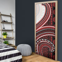 Bula Fiji Vintage Tapa Door Cover Kaivity Masi Wave Motifs - Red LT7 - Polynesian Pride