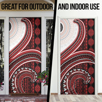 Bula Fiji Vintage Tapa Door Cover Kaivity Masi Wave Motifs - Red LT7 - Polynesian Pride