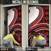 Bula Fiji Vintage Tapa Door Cover Kaivity Masi Wave Motifs - Red LT7 - Polynesian Pride