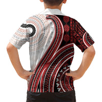 Bula Fiji Vintage Tapa Family Matching Short Sleeve Bodycon Dress and Hawaiian Shirt Kaivity Masi Wave Motifs - Red