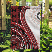 Bula Fiji Vintage Tapa Garden Flag Kaivity Masi Wave Motifs - Red LT7 Garden Flag Red - Polynesian Pride