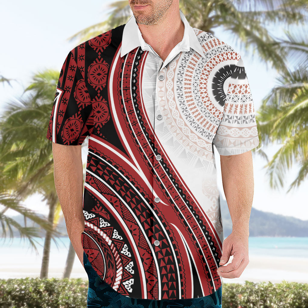 Bula Fiji Vintage Tapa Hawaiian Shirt Kaivity Masi Wave Motifs - Red LT7 - Polynesian Pride