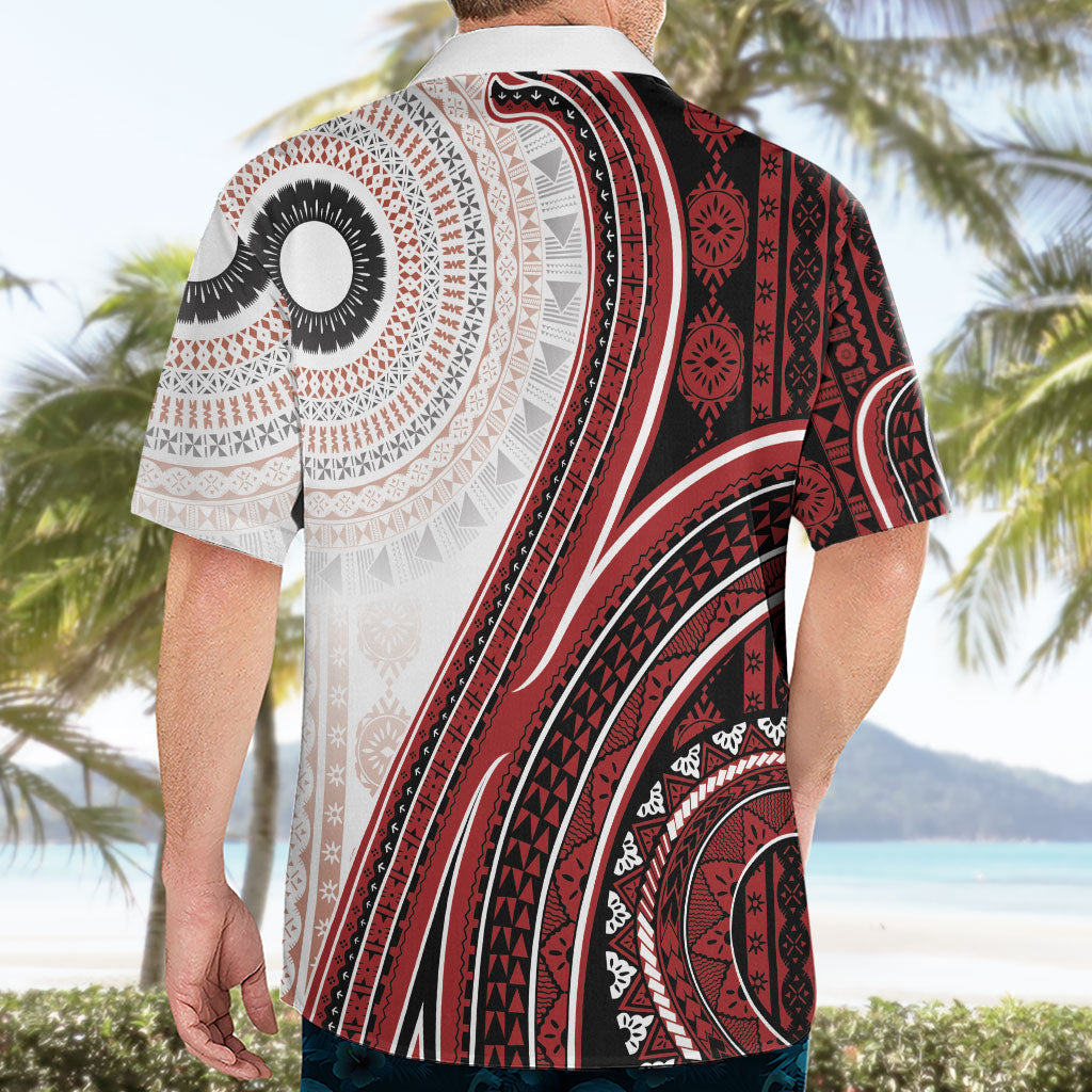 Bula Fiji Vintage Tapa Hawaiian Shirt Kaivity Masi Wave Motifs - Red LT7 - Polynesian Pride