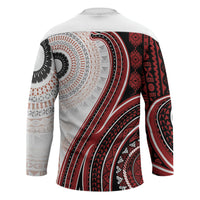 Bula Fiji Vintage Tapa Hockey Jersey Kaivity Masi Wave Motifs - Red LT7 - Polynesian Pride