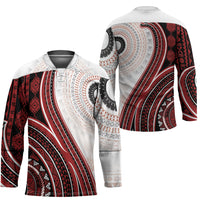 Bula Fiji Vintage Tapa Hockey Jersey Kaivity Masi Wave Motifs - Red LT7 - Polynesian Pride