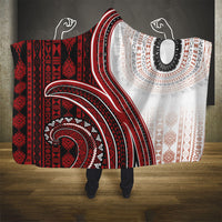 Bula Fiji Vintage Tapa Hooded Blanket Kaivity Masi Wave Motifs - Red LT7 - Polynesian Pride