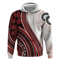Bula Fiji Vintage Tapa Hoodie Kaivity Masi Wave Motifs - Red LT7 Pullover Hoodie Red - Polynesian Pride