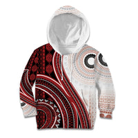 Bula Fiji Vintage Tapa Kid Hoodie Kaivity Masi Wave Motifs - Red LT7 Hoodie Red - Polynesian Pride