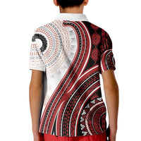 Bula Fiji Vintage Tapa Kid Polo Shirt Kaivity Masi Wave Motifs - Red LT7 - Polynesian Pride