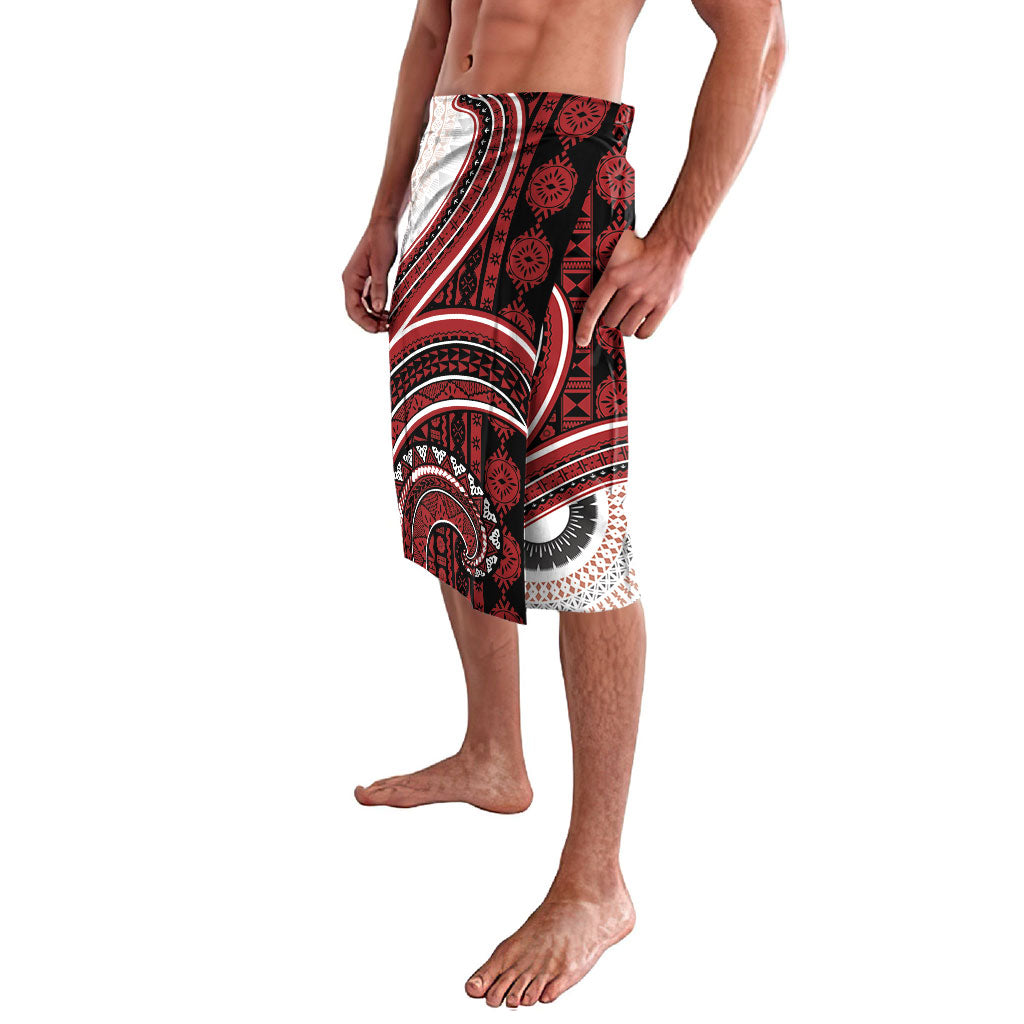 Bula Fiji Vintage Tapa Lavalava Kaivity Masi Wave Motifs - Red LT7 - Polynesian Pride