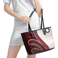 Bula Fiji Vintage Tapa Leather Tote Bag Kaivity Masi Wave Motifs - Red LT7 - Polynesian Pride
