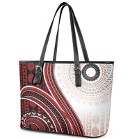 Bula Fiji Vintage Tapa Leather Tote Bag Kaivity Masi Wave Motifs - Red LT7 - Polynesian Pride