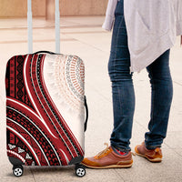 Bula Fiji Vintage Tapa Luggage Cover Kaivity Masi Wave Motifs - Red LT7 Red - Polynesian Pride