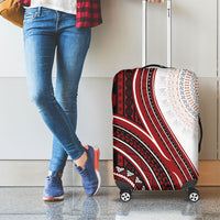 Bula Fiji Vintage Tapa Luggage Cover Kaivity Masi Wave Motifs - Red LT7 - Polynesian Pride