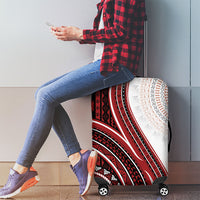 Bula Fiji Vintage Tapa Luggage Cover Kaivity Masi Wave Motifs - Red LT7 - Polynesian Pride