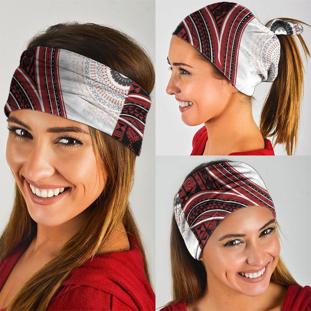 Bula Fiji Vintage Tapa Neck Gaiter Kaivity Masi Wave Motifs - Red