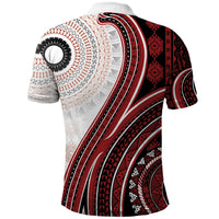 Bula Fiji Vintage Tapa Polo Shirt Kaivity Masi Wave Motifs - Red LT7 - Polynesian Pride
