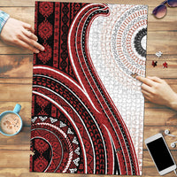 Bula Fiji Vintage Tapa Puzzle Kaivity Masi Wave Motifs - Red