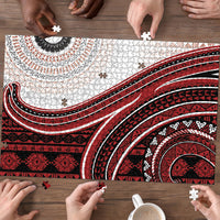 Bula Fiji Vintage Tapa Puzzle Kaivity Masi Wave Motifs - Red