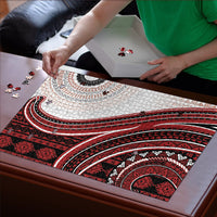 Bula Fiji Vintage Tapa Puzzle Kaivity Masi Wave Motifs - Red