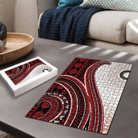 Bula Fiji Vintage Tapa Puzzle Kaivity Masi Wave Motifs - Red