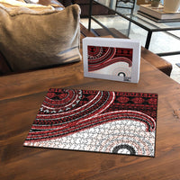 Bula Fiji Vintage Tapa Puzzle Kaivity Masi Wave Motifs - Red