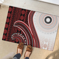 Bula Fiji Vintage Tapa Rubber Doormat Kaivity Masi Wave Motifs - Red LT7 - Polynesian Pride