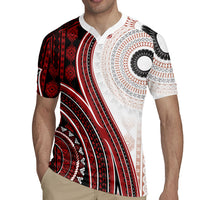 Bula Fiji Vintage Tapa Rugby Jersey Kaivity Masi Wave Motifs - Red LT7 - Polynesian Pride